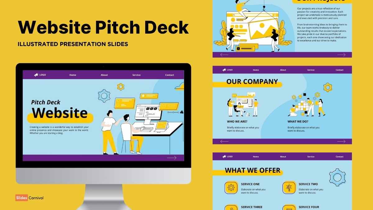 Modern Illustrated Website Pitch Deck - slide 1