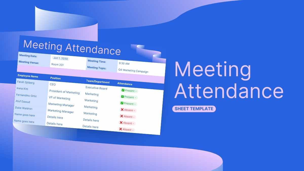 Modern Meeting Attendance Sheet - slide 1