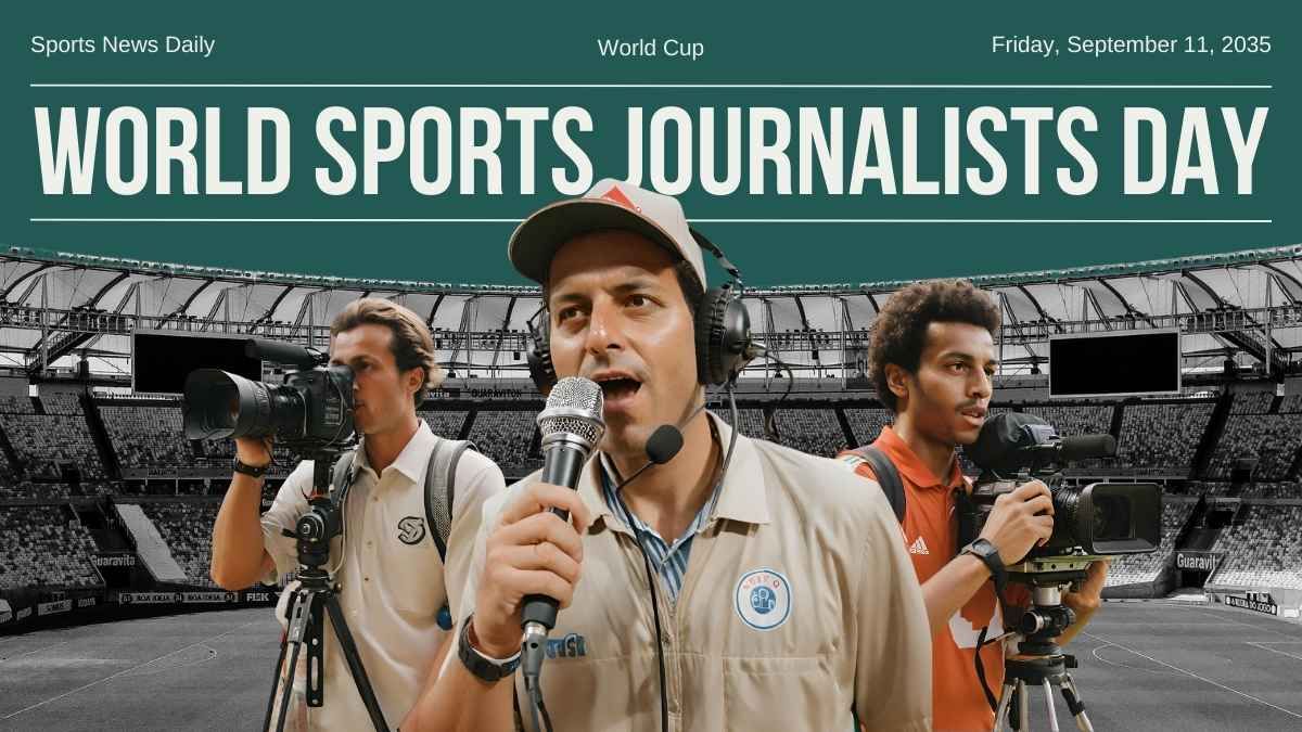Dia Mundial do Jornalista Esportivo Minimalista Moderno - slide 0