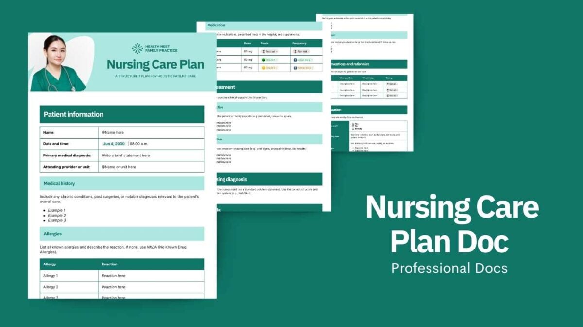 Modern Nursing Care Plan Template Doc 1