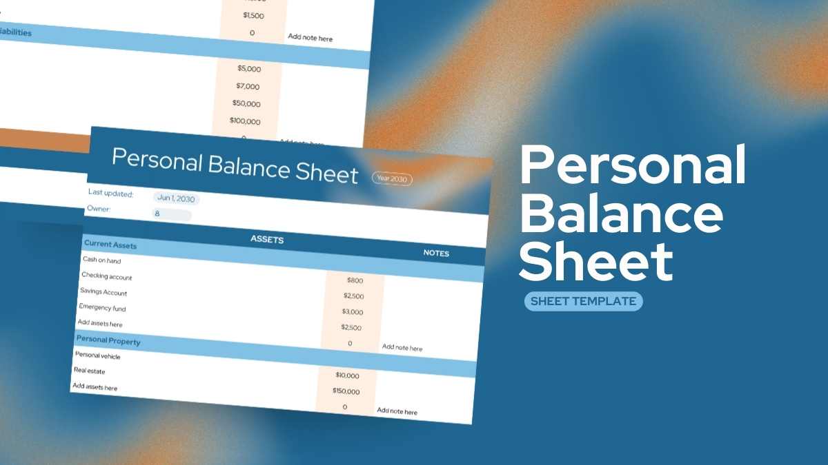 Modern Personal Balance Sheet - slide 1