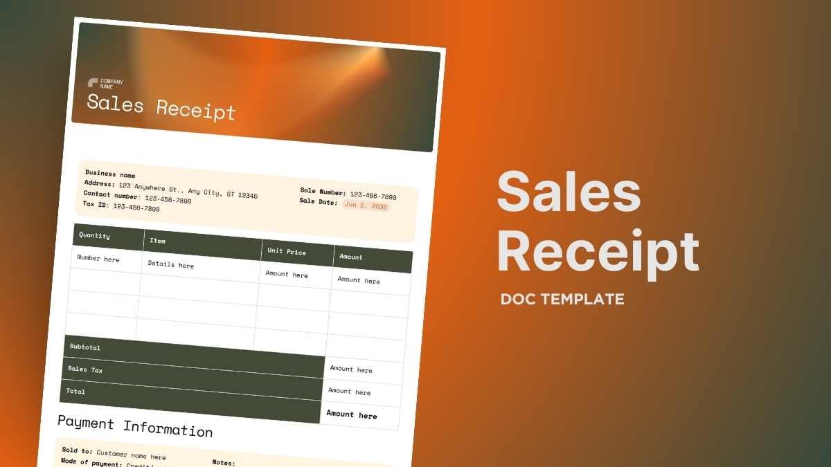 Modern Sales Receipt Doc - slide 1