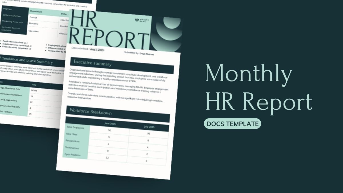 Monthly HR Report Doc - slide 1