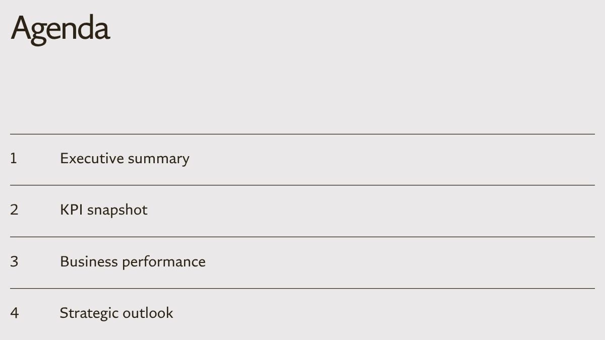 Monthly Management Report - slide 2