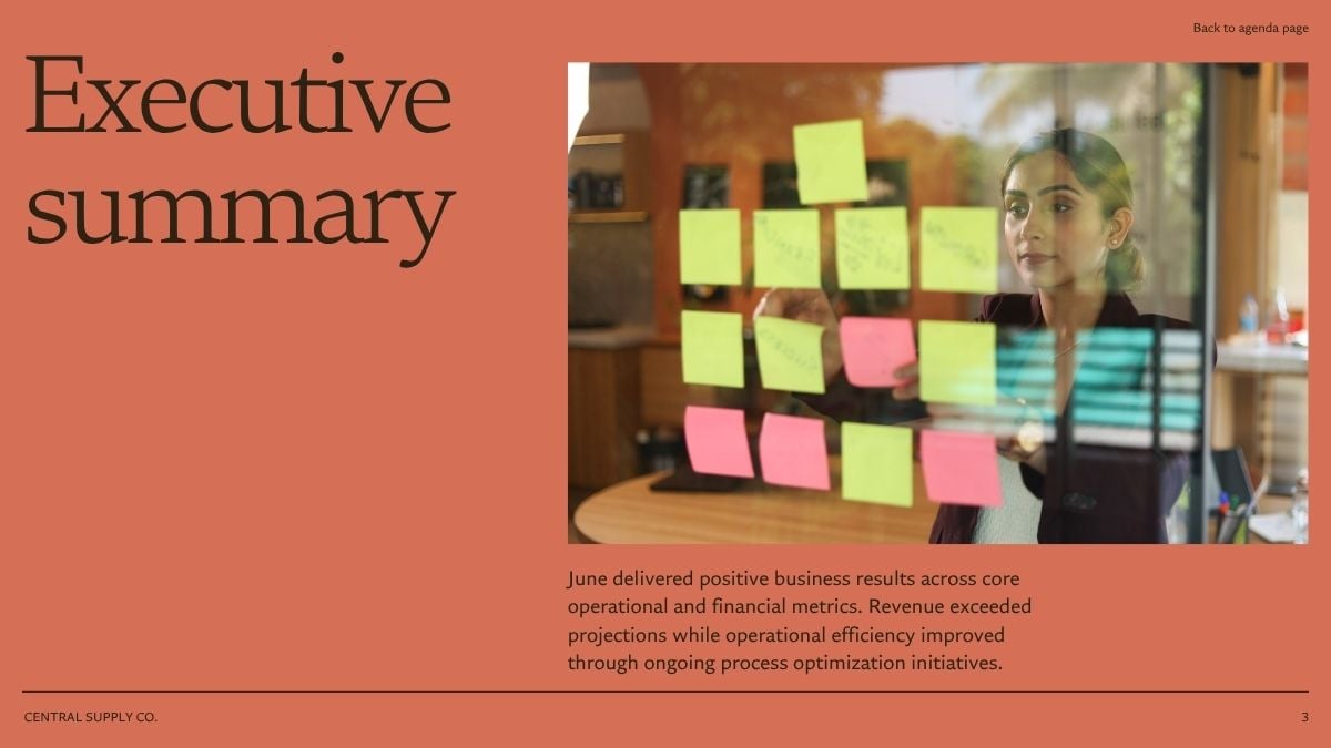 Monthly Management Report - slide 3