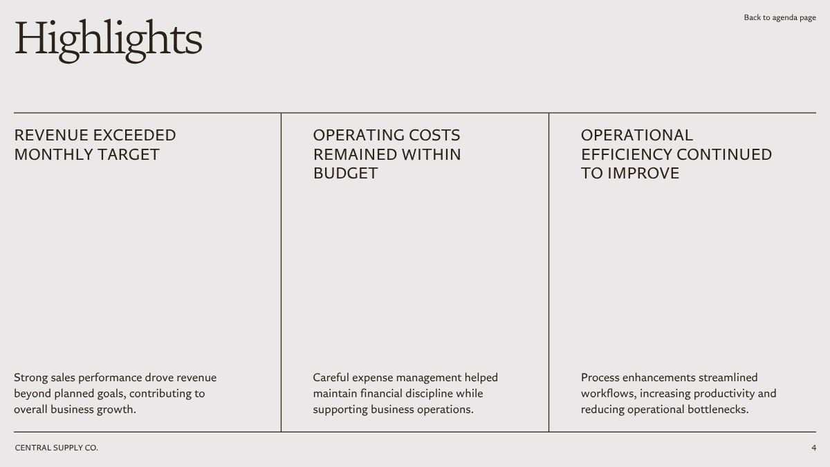 Monthly Management Report - slide 4
