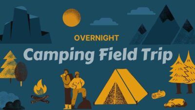 Slides Carnival Google Slides and PowerPoint Template Navy Yellow and Brown Illustrative Overnight Camping Field Trip 1
