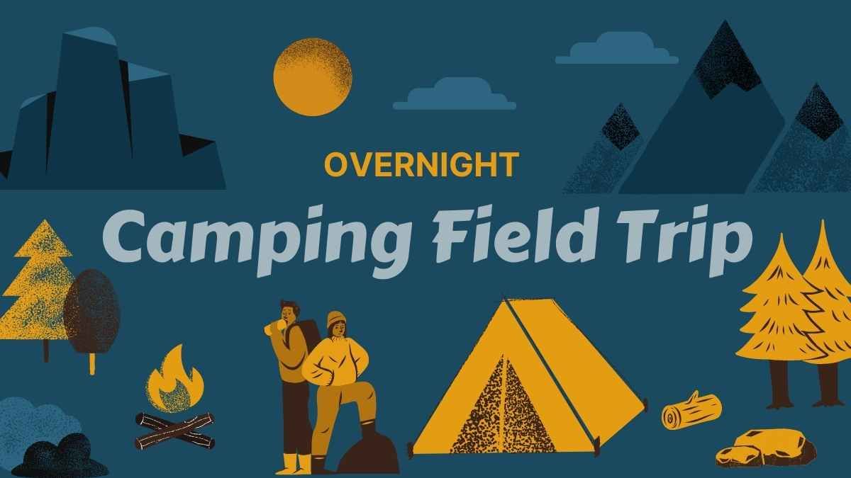 Viagem de campo ilustrada para acampamento - slide 0