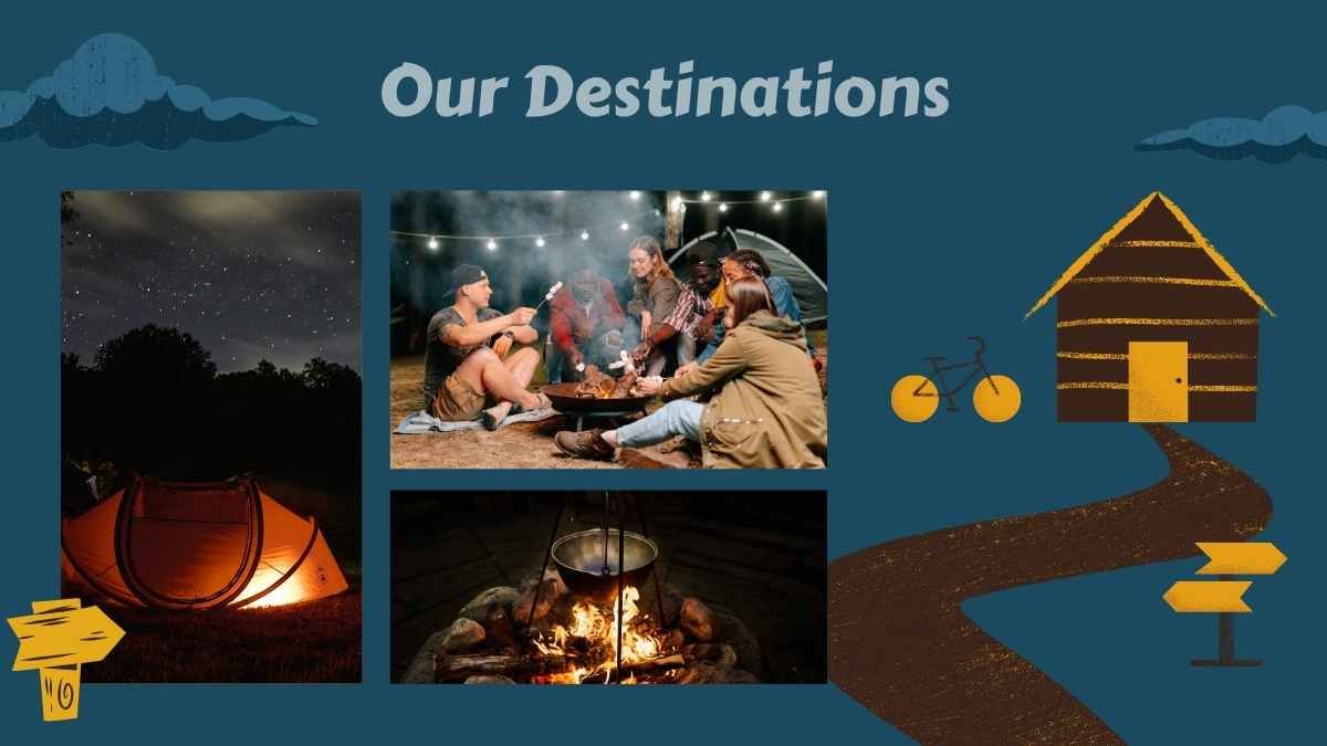 Excursión de campo ilustrada de camping - diapositiva 9