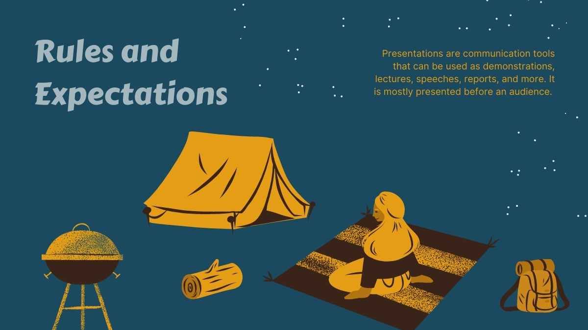 Viagem de campo ilustrada para acampamento - slide 11