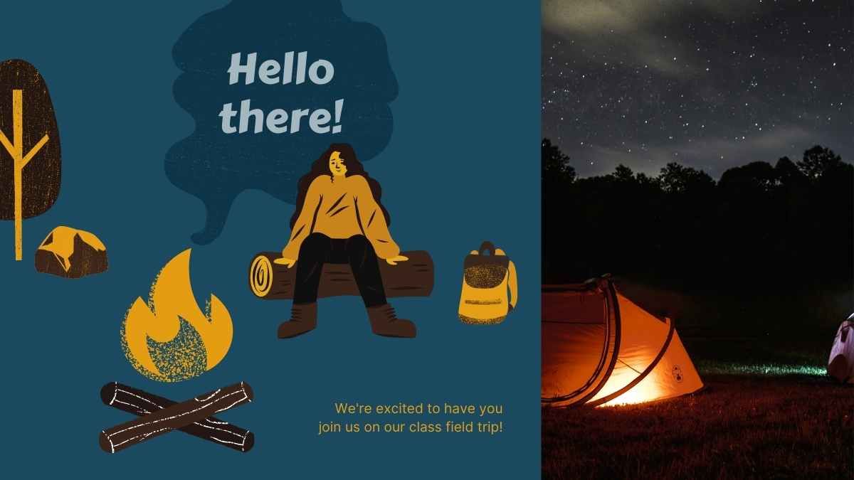 Excursión de campo ilustrada de camping - diapositiva 3