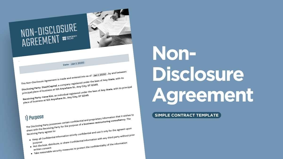Non Disclosure Contract Agreement - slide 1