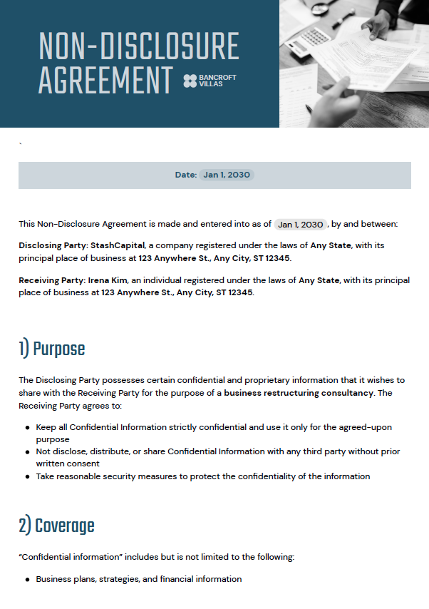 Non Disclosure Contract Agreement - slide 1