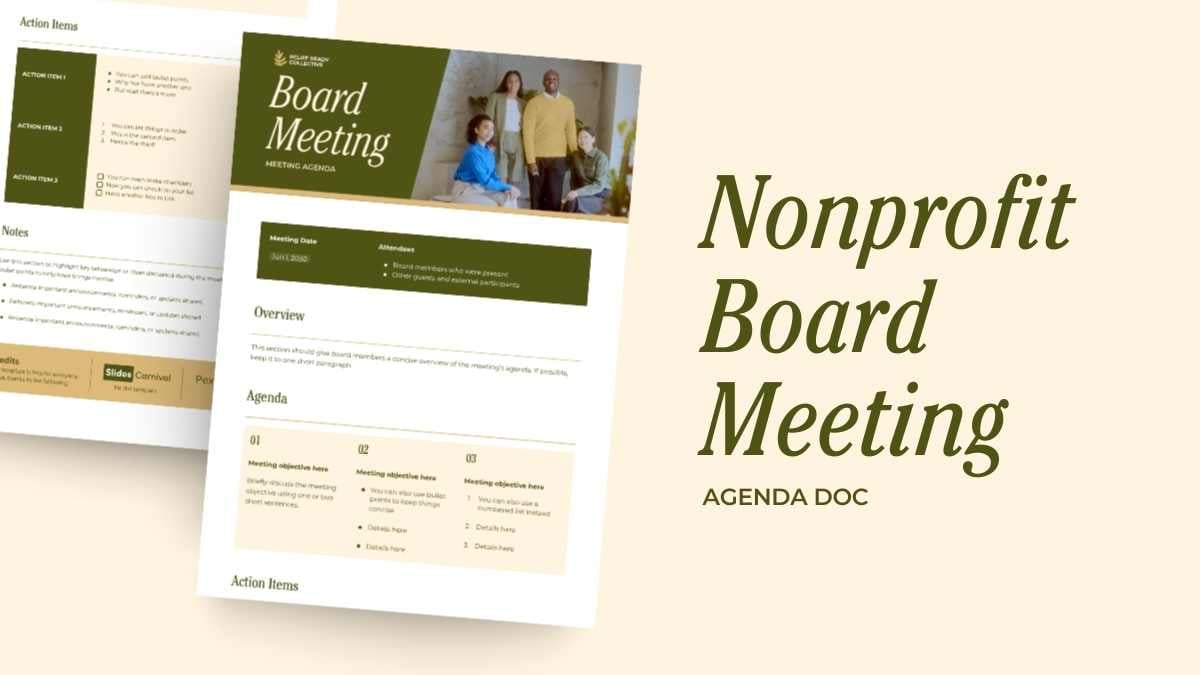 Nonprofit Board Meeting Agenda Doc - slide 1