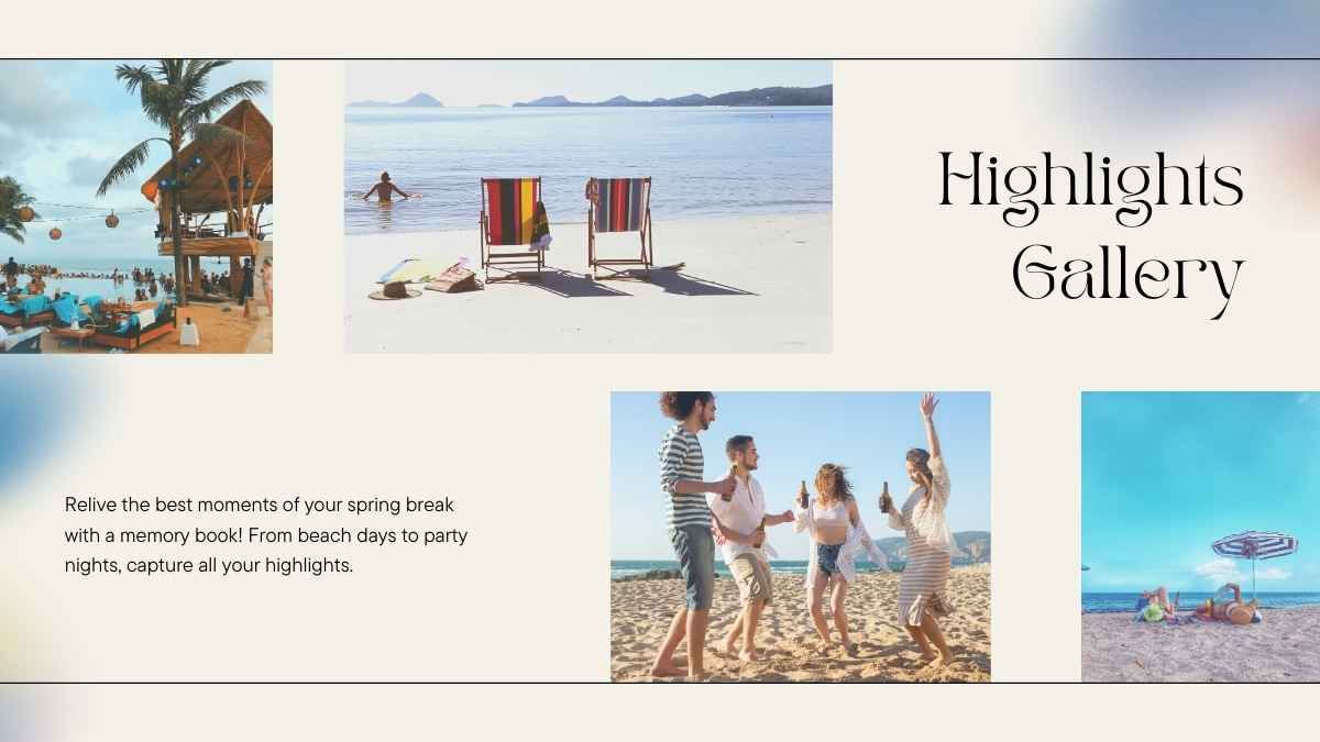 Presentación de libro de recuerdos de las vacaciones de primavera estilo degradado - slide 12