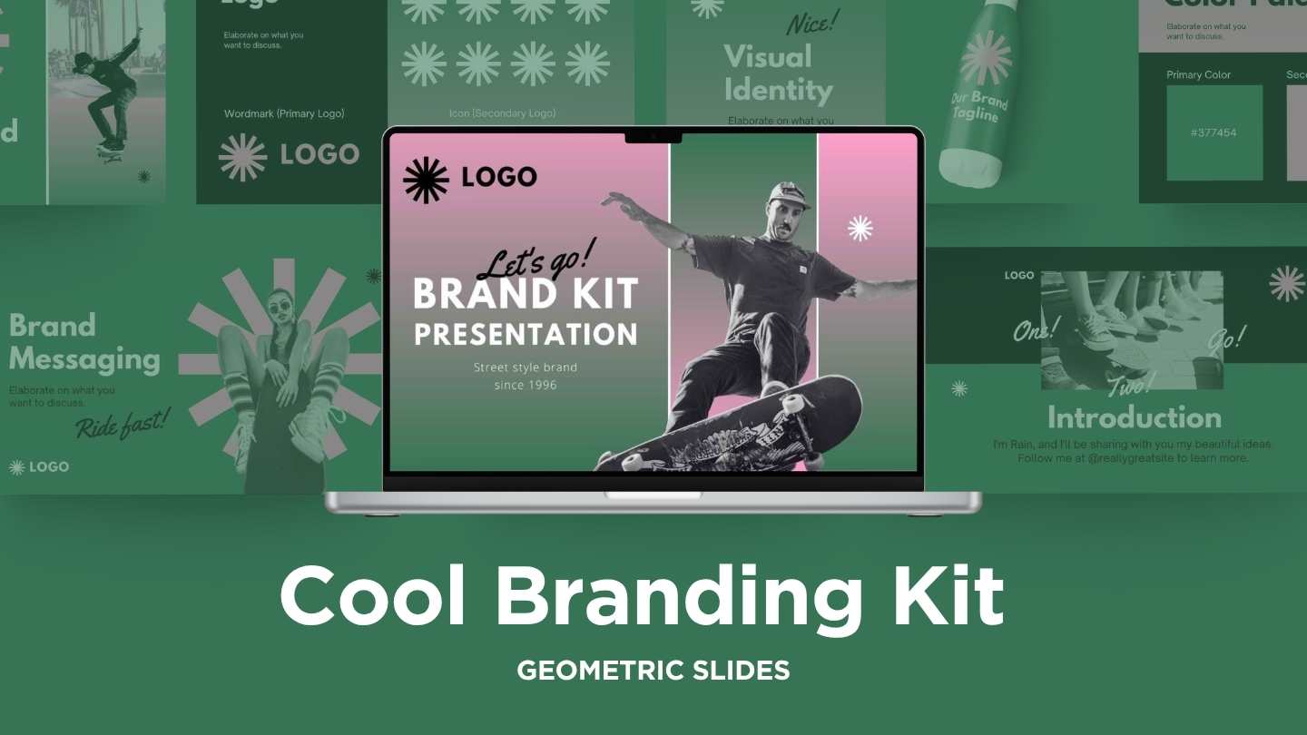 Pink and Green Gradient Branding Kit Slides - slide 1