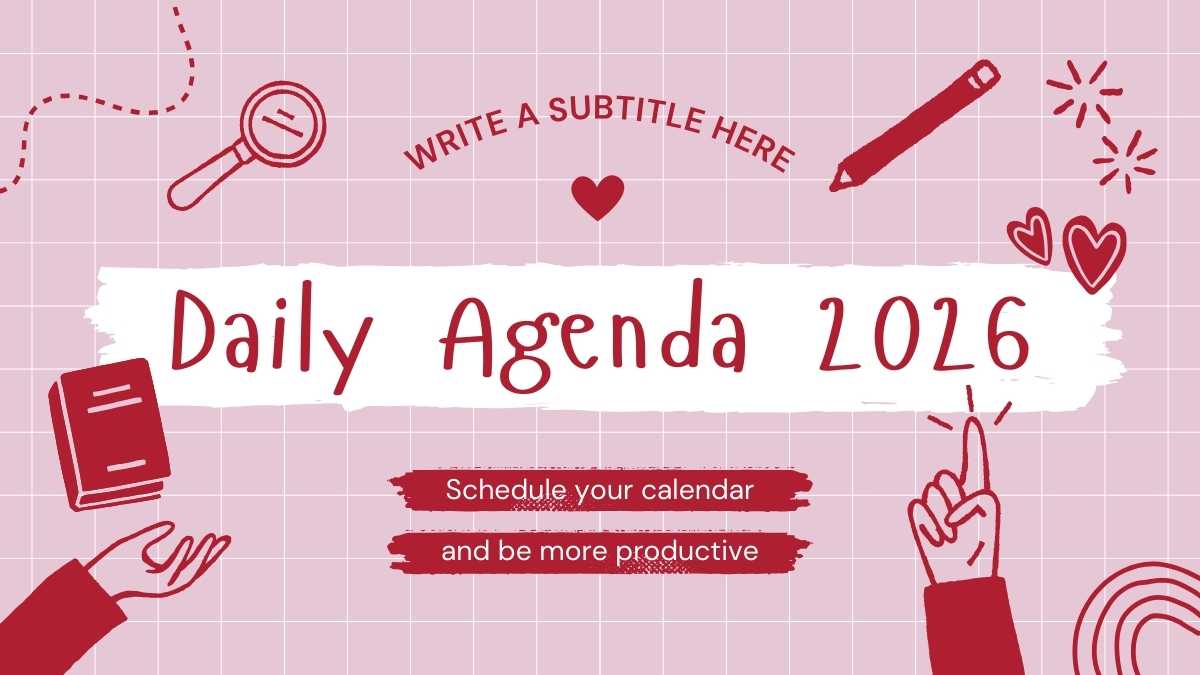 Slides de Agenda Diária com Rabiscos Fofos - deslizar 1