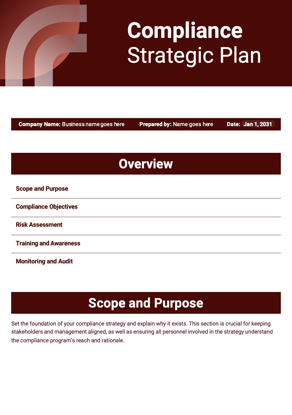 Professional Compliance Strategic Plan - slide 1