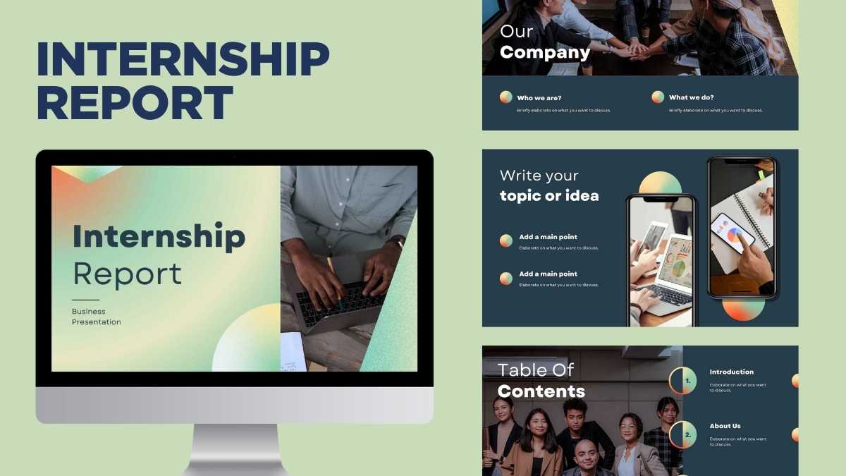 Slides Profissionais de Relatório de Estágio com Gradiente - deslizar 1