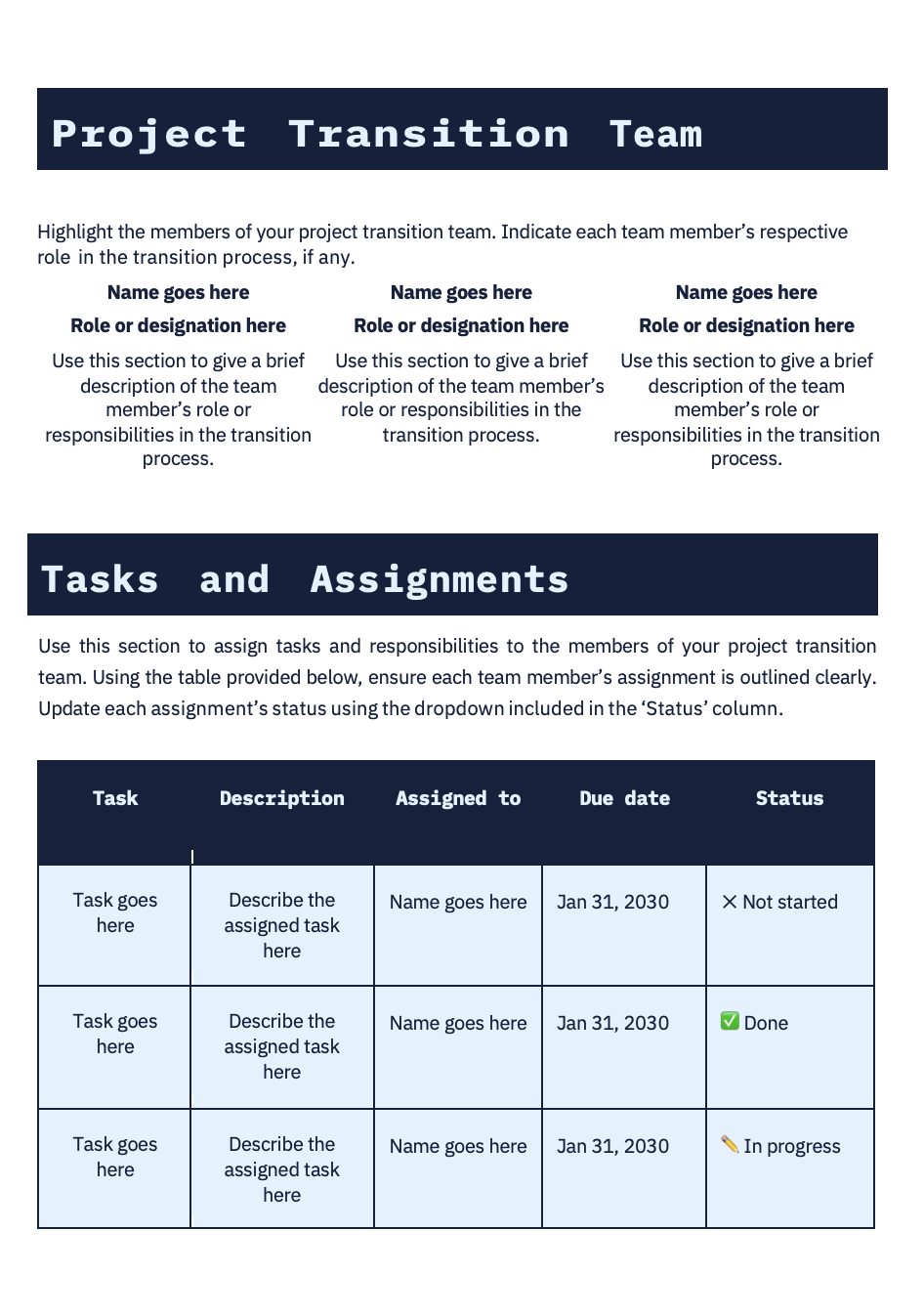 Professional Project Transition Plan - slide 3