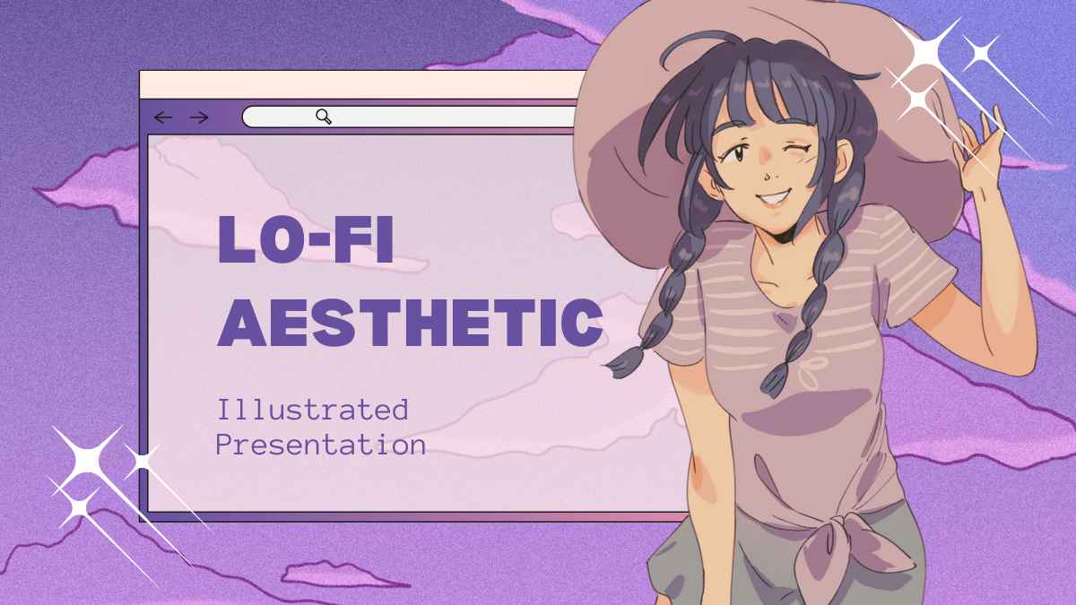 보라색과 파란색 로파이 감성 일러스트레이션 프레젠테이션 - 슬라이드 1