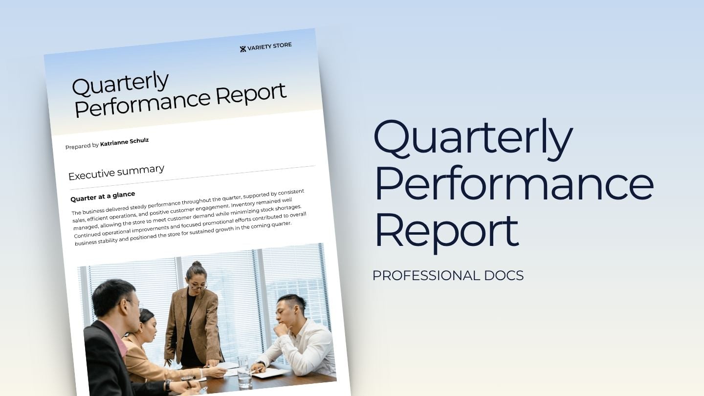 Quarterly Performance Report Doc - slide 1