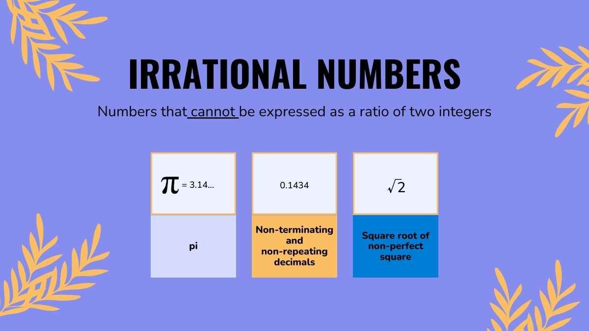 Lição sobre números racionais e irracionais para o ensino médio - slide 9