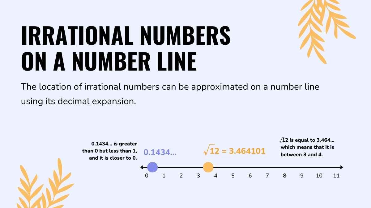 Lição sobre números racionais e irracionais para o ensino médio - slide 10