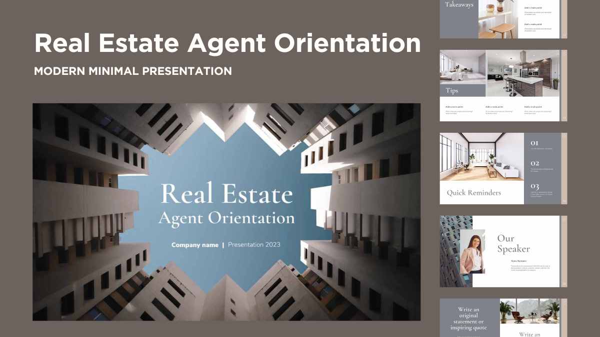 Gray Real Estate Agent Orientation Slides - slide 1