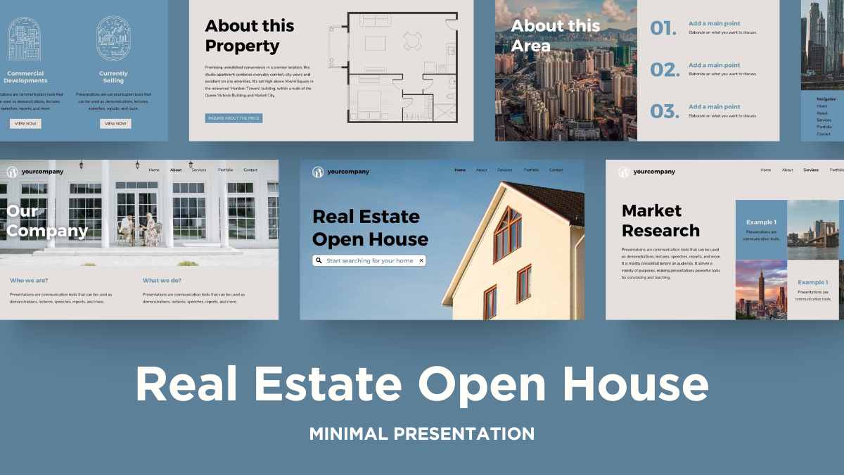 Minimalistic Real Estate Open House Website Design Slides - slide 1