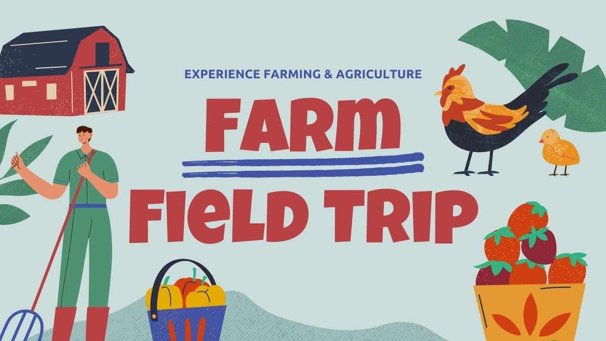 Viagem de campo sobre agricultura em uma fazenda ilustrada - slide 0