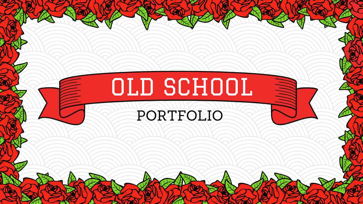 Slide Portofolio Ilustratif Old School Merah - slide 1