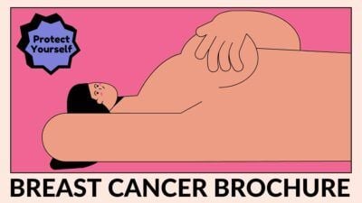레트로 일러스트로 된 유방암 브로셔
