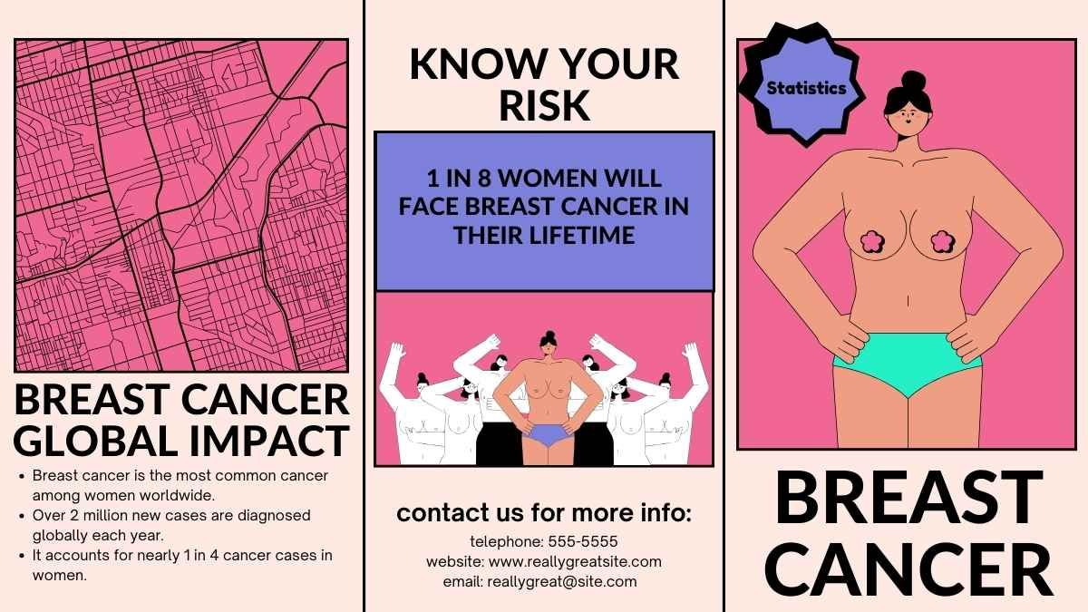 Retro Illustrated Breast Cancer Brochure - slide 3