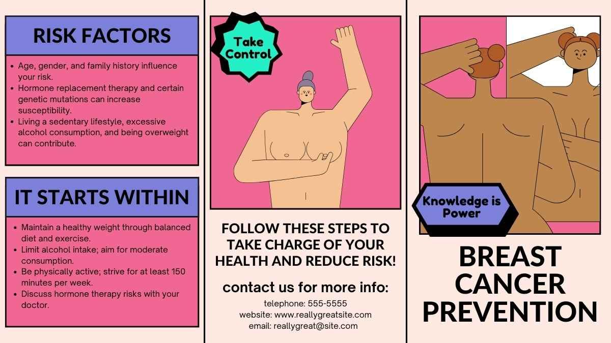 Retro Illustrated Breast Cancer Brochure - slide 7