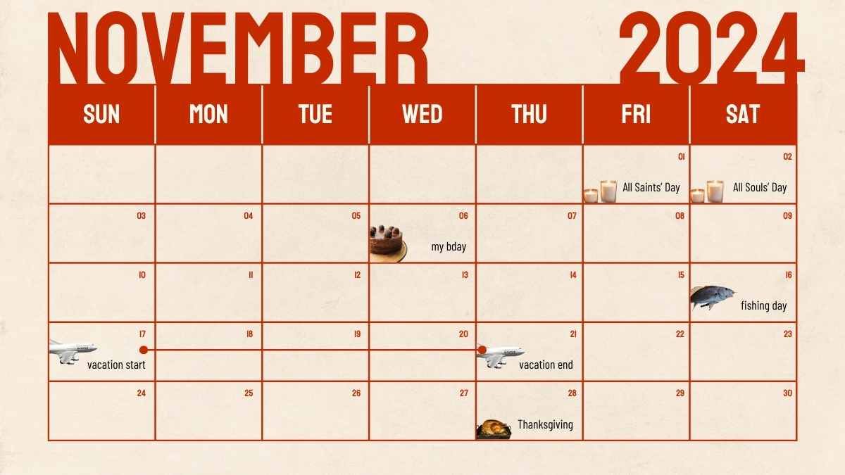 Retro November Daily Calendar - slide 3