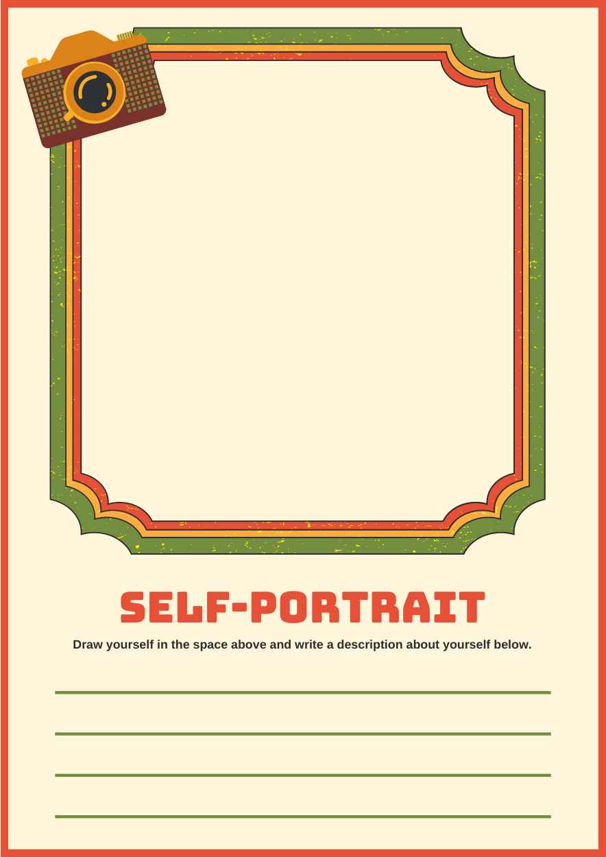 Retro Self-Portrait Worksheet - slide 1