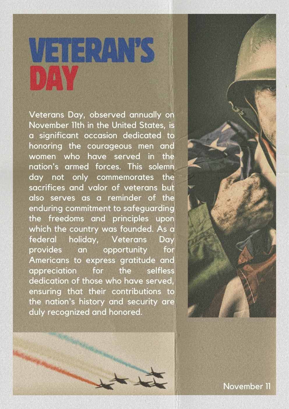 Retro Veteran’s Day Poster - slide 1