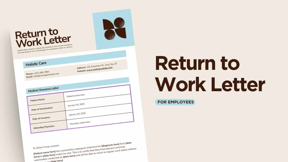 Return To Work Letter From Doctor - slide 1