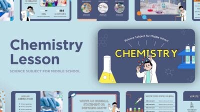 Dark Blue and Neon Illustrative Science Subject for Middle School Chemistry Education Slides