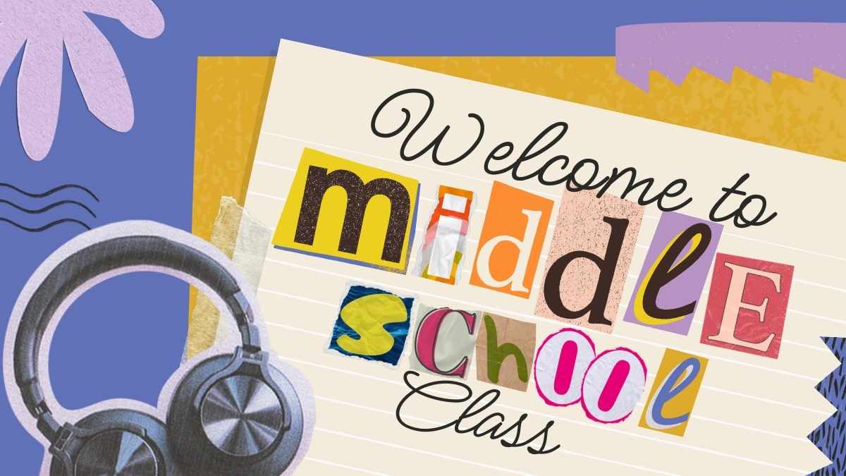 Scrapbook Lettering Style Welcome to Middle School Class Slides - slide 1