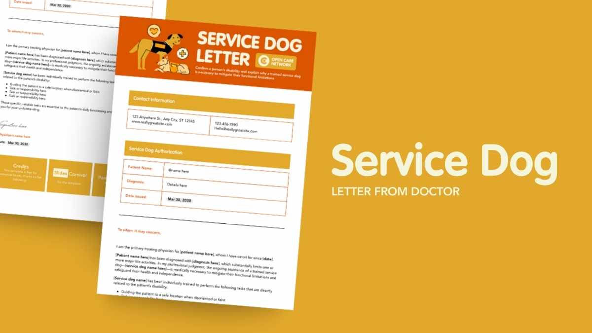 Service Dog Letter From Doctor - slide 1