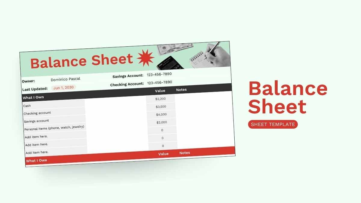 Simple Balance Sheet - slide 1