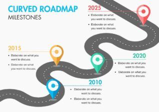 Simple Curved Roadmap With Poles Milestones Infographics