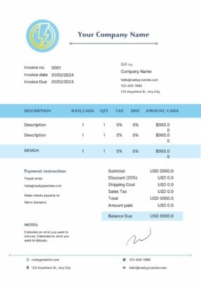 Electrical Contractor Invoice. Free Invoice Template — SlidesCarnival