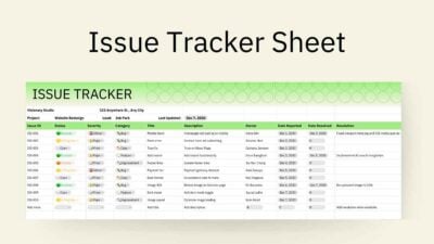 Simple Issue Tracker Sheet