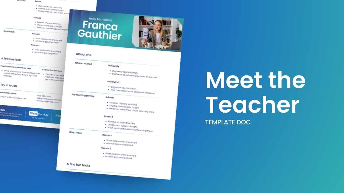 Simple Meet the Teacher Doc - slide 1