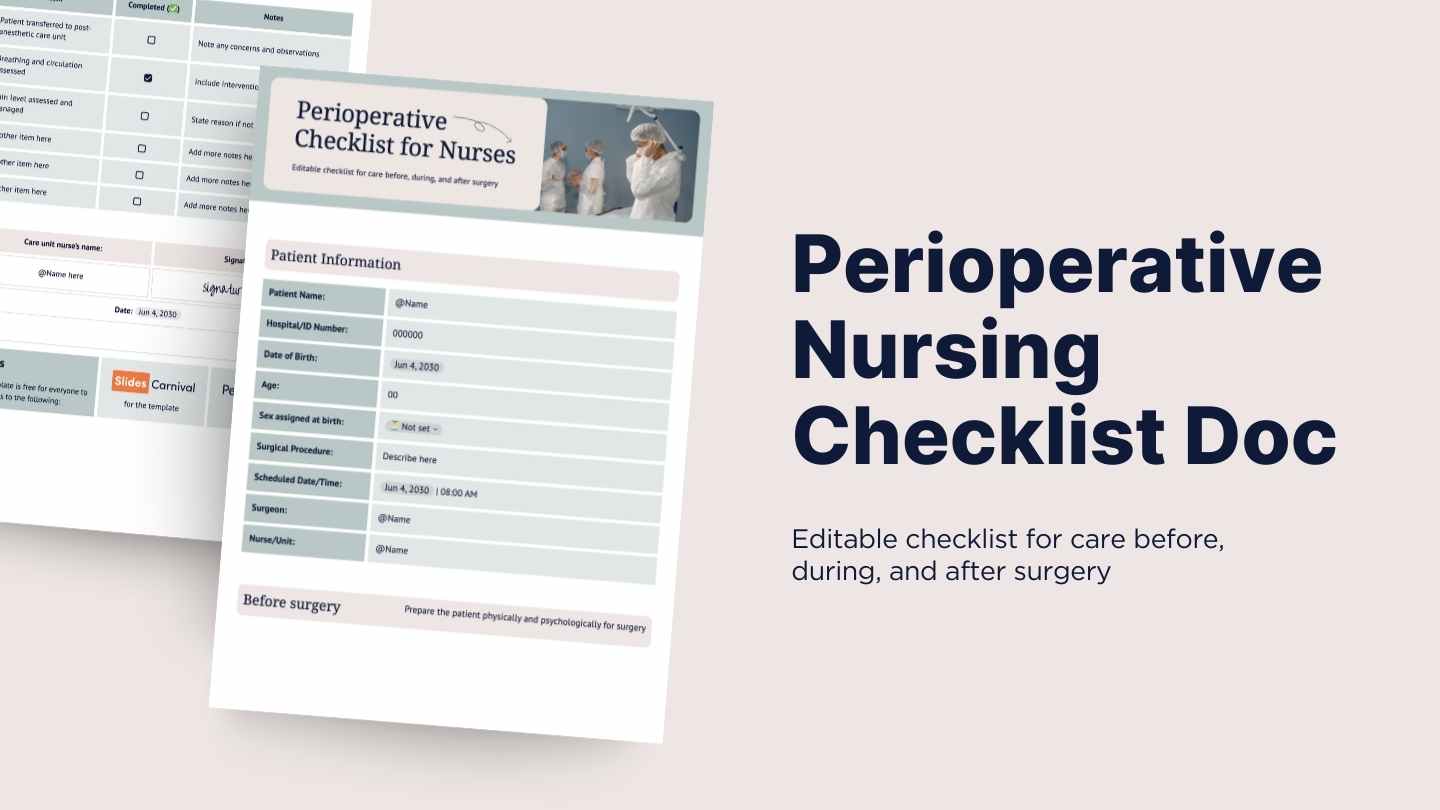Simple Perioperative Nursing Checklist Doc - slide 1
