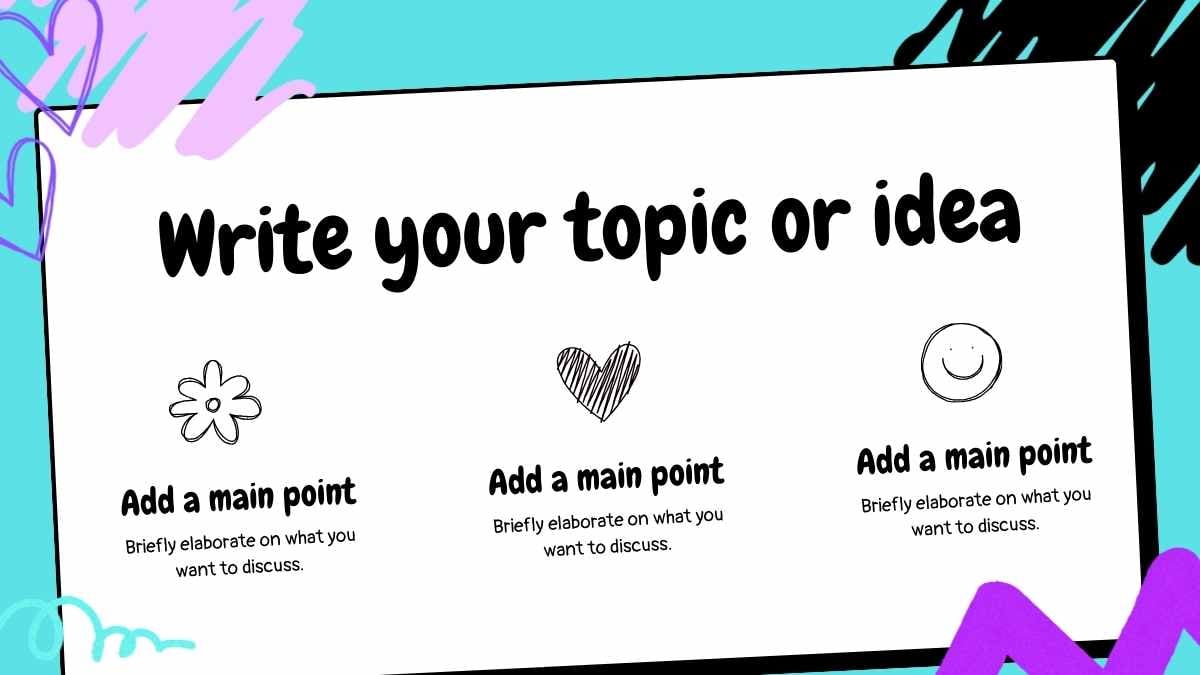 청록색과 보라색 화이트보드 스타일의 두들 포트폴리오 - 슬라이드 11