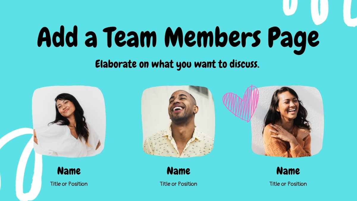 청록색과 보라색 화이트보드 스타일의 두들 포트폴리오 - 슬라이드 12